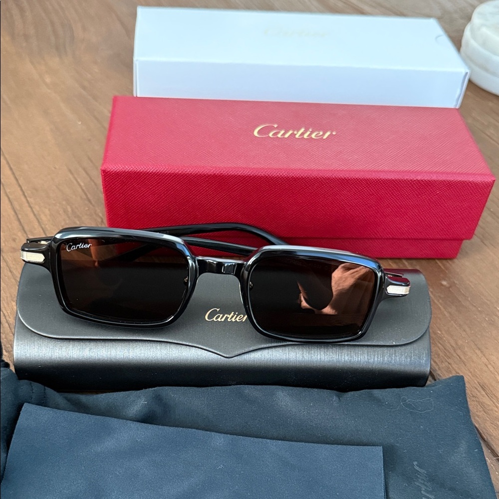 Cartier Black Rectangular Sunglasses